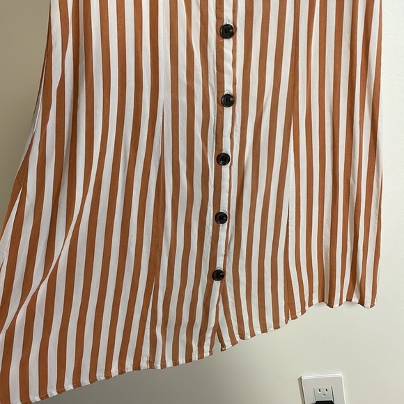 H&M Neutral Vertical Striped Shift Dress 6 Tank Button Front White Mini - Picture 4 of 12